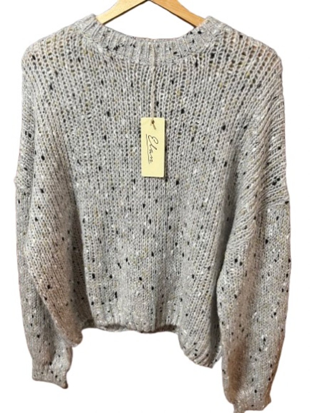 NWT Elan Cozy Speckled Crewneck Sweater - Light Heather Gray Size Large